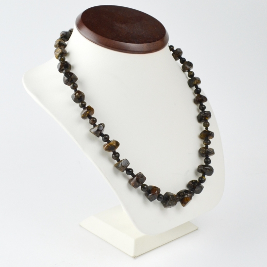 Amber necklace round tube for men